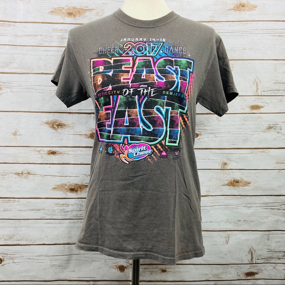 Gildan Gray Pink Graphic Cheerleading T-Shirt Top